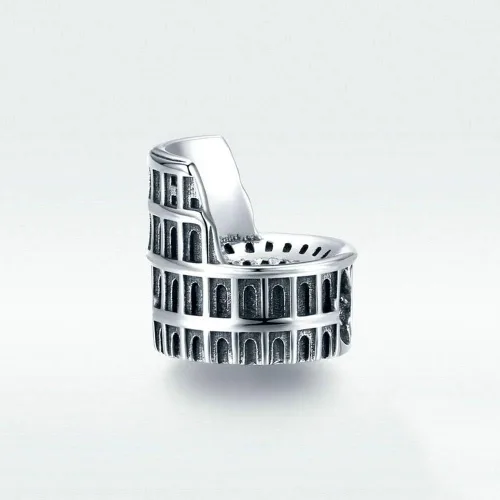Miniatura 2 de Abalorio de plata de ley 925 con diseño de coliseo romano Taj Mahal, para pulsera Pandora