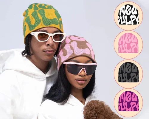 Miniatura 3 de Elnuqok Gorro de punto para mujer, gorro de invierno inalámbrico con diseño de calavera