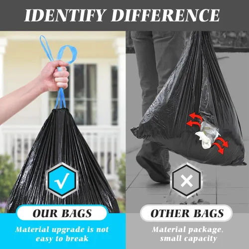 Miniatura 40 de Bolsas de basura de 7 galones, 100 unidades, bolsas de basura con cordón resistentes de Teivio, bolsas para papeleras de baño, bolsas de plástico