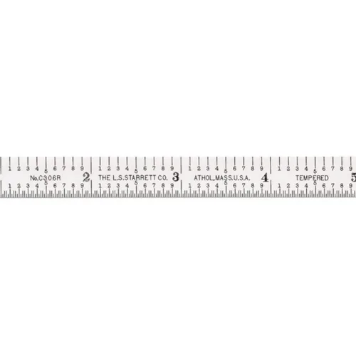 Miniatura 13 de Starrett Regla de acero totalmente flexible con acabado cromado satinado, lectura rápida y graduación en pulgadas, graduación 3R, 6 pulgadas