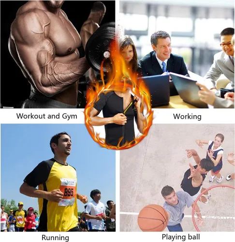 Miniatura 5 de NINGMI Traje de sauna para hombre, traje de sudor caliente, camisa de sauna, moldeador de cuerpo, entrenamiento, traje de neopreno con cremallera