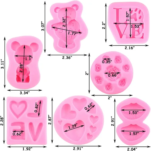 Miniatura 3 de Moldes de fondant para el día de San Valentín, moldes de fondant de boda, moldes de oso corazón, labios, rosa, caramelo, caramelo, molde de silicona