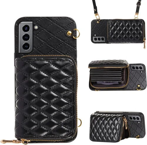 Miniatura 31 de Funda cartera desmontable con correa cruzada para Samsung Galaxy S20 FE 5G 6.5 pulgadas con cremallera, múltiples ranuras para tarjetas, soporte