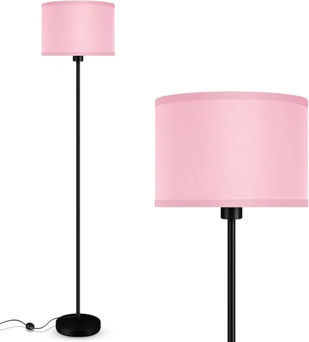 Miniatura 13 de Lámparas de pie doradas para sala de estar, lámpara de pie moderna, pantallas blancas, interruptor de pie, lámparas de poste simple lámpara alta