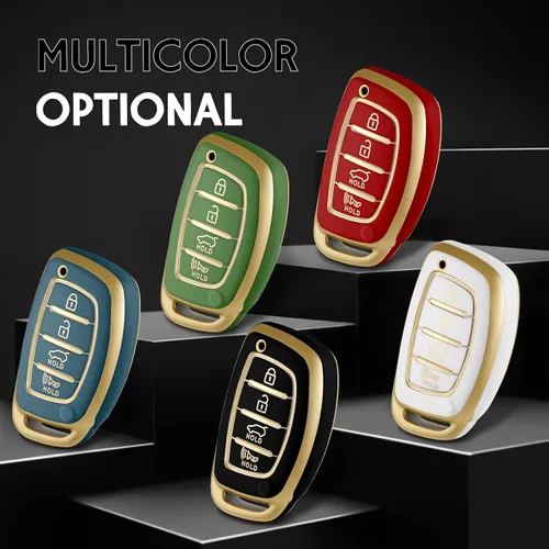 Miniatura 6 de Funda protectora inteligente de termoplástico con 4 botones para llave de Hyundai; funda compatible con los modelos Elantra, Ioniq, Sonata, Tucson