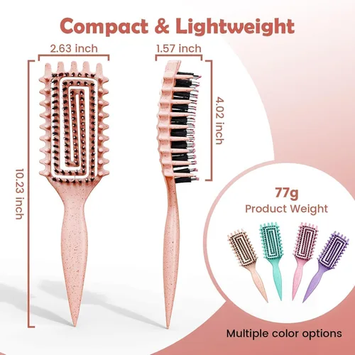Miniatura 7 de Cepillo para definir rizos, cepillo para cabello rizado con engranaje lateral para peinar, dar forma y estilizar el cabello rizado, cepillo
