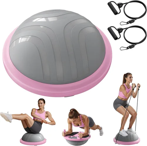 Miniatura 10 de MERACH Pelota de ejercicio 3 en 1, pelota de yoga, tabla de equilibrio y bandas de resistencia con bomba de pie de 18 pulgadas, 286 libras