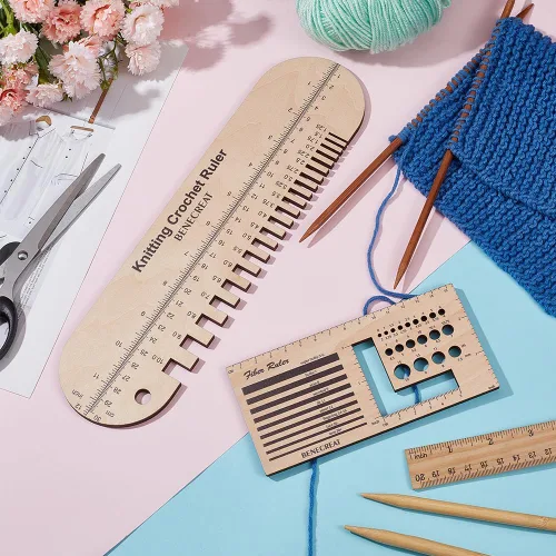 Miniatura 4 de BENECREAT 2 unidades de calibre de aguja de tejer para calcetines de madera, ovalados rectángulos, tablero guía de giro de madera, tarjeta