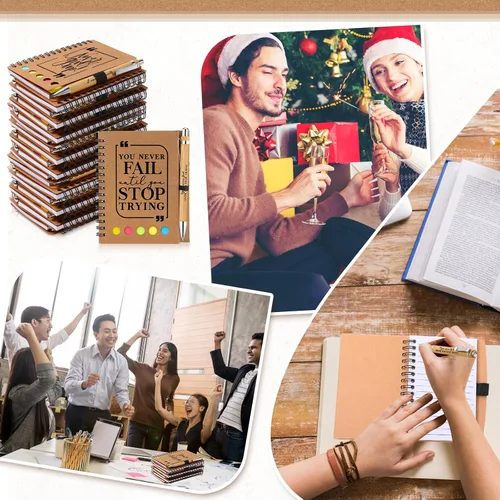 Miniatura 6 de Tenceur 20 juegos de regalos de agradecimiento a los empleados de Navidad a granel, cuaderno inspirador con notas adhesivas, bolígrafo motivacional