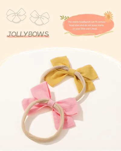 Miniatura 8 de Jollybows 20 diademas con lazo para el pelo, de nailon, bandas de lino elásticas, accesorios para el pelo para niñas, niños y bebés recién nacidos