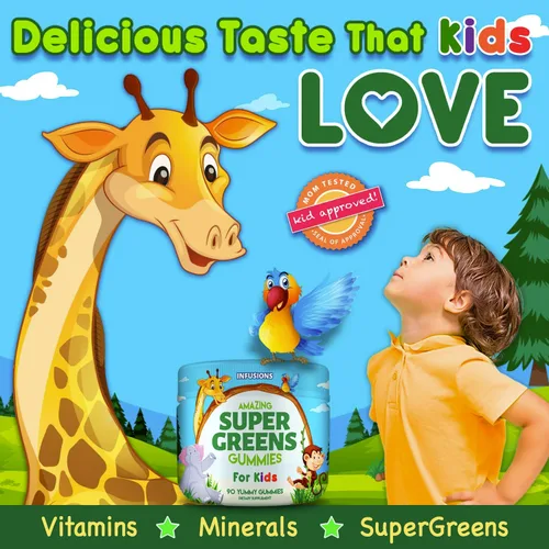 Miniatura 4 de Infusions - Gomitas súper verdes para niños, 90 unidades, superalimento, suaves y deliciosas, 8 potentes mezclas, aptas para veganos, sin gluten