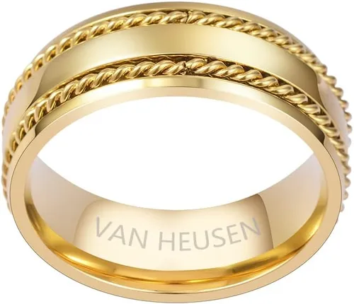Miniatura 3 de Van Heusen Anillo de boda con incrustaciones de acero inoxidable pulido para hombre
