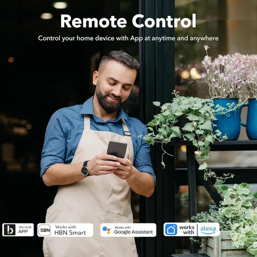 Miniatura 4 de Enchufe WiFi inteligente para exteriores, temporizador Wi-Fi de alta resistencia HBN con dos tomas de corriente con conexión a tierra, control
