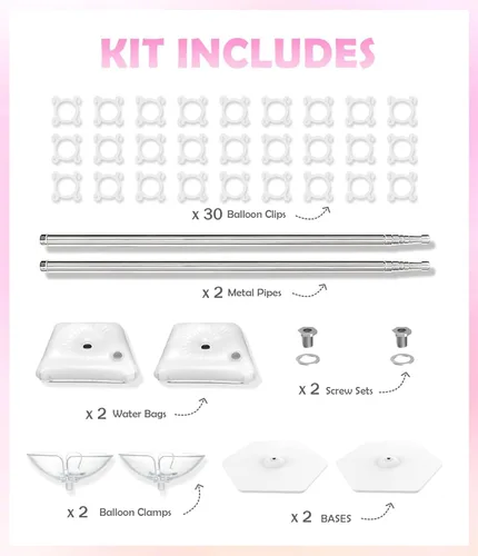 Miniatura 6 de Kit de Soporte de Columna de Globos de Metal Resistente YALLOVE, Juego de 2, Soporte de Torre de Globos Ajustable de 80 Pulgadas de Altura