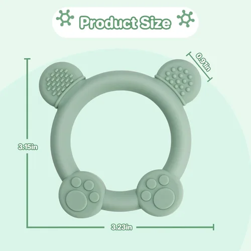 Miniatura 2 de Meartchy Paquete de 3 mordedores para bebés, juguetes de dentición de silicona en forma de oso para bebés de 0 a 24 meses, juguetes masticables sin