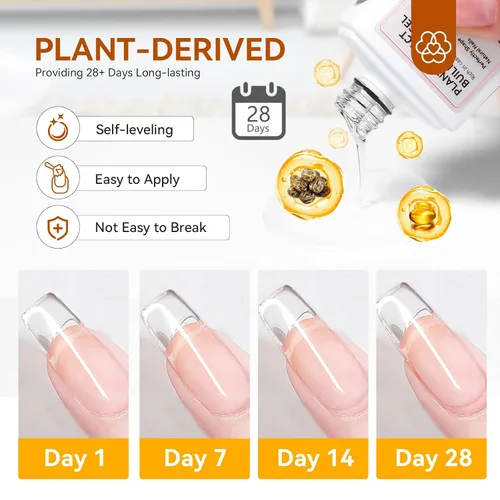 Miniatura 5 de SAVILAND Clear Builder - Gel de uñas de 0.5 fl oz (0.5 onzas líquidas), gel de extensión de uñas en una botella, gel duro fortalecedor de uñas rico