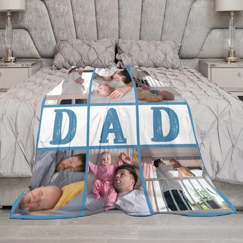 Miniatura 6 de Artsadd Regalos para el Día del Padre, manta personalizada con fotos, regalos para papá de hija o hijo, manta con fotos personalizadas, regalos