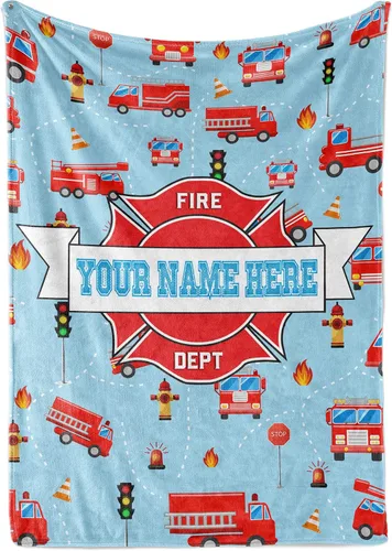 Miniatura 7 de Manta de bombero personalizada acogedora Manta personalizada para cama infantil Decoración de dormitorio de bombero Manta de forro polar suave