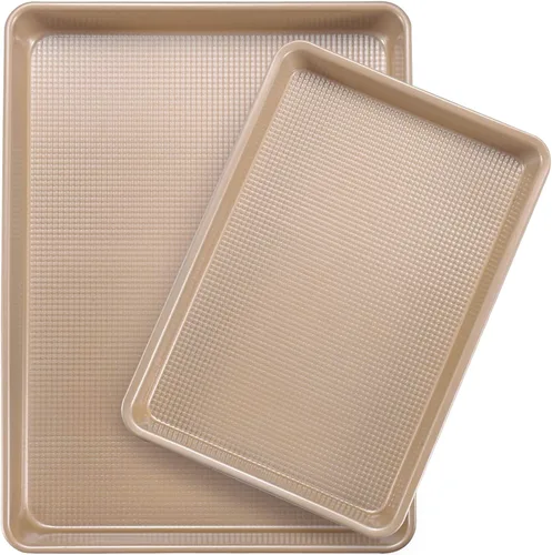 Miniatura 9 de Hojas de galletas antiadherentes para hornear, paquete de 2 bandejas de hornear resistentes de 0.031 in (9 x 13 pulgadas) y rollo de gelatina