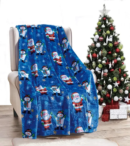 Miniatura 3 de Valerian Manta de Navidad de Terciopelo de Lujo Ultra Suave al Tacto Suave, Cálida, Acogedora Manta/Frazada de Forro Polar con Estampado