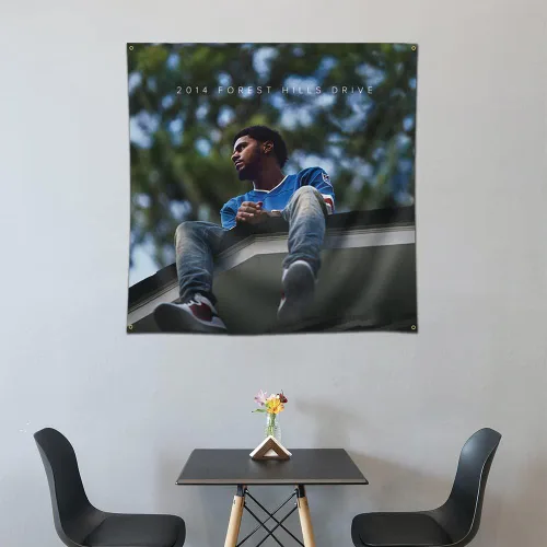 Miniatura 3 de Eksent Forest Hills Drive Art Music Álbum colgante de 3 x 3 pies, bandera de tapiz