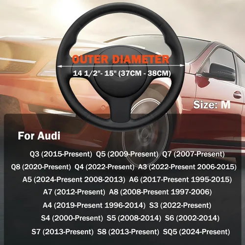 Miniatura 9 de XHRING Funda para volante de automóvil para Audi Q5 A4 Q3 A3 Q7 A6 A5 Q8 S5 Q4 A6 A7 A8 S3 S4 S6 S7 S8 SQ5 Allroad Sportback PHEV Quattro Prestige