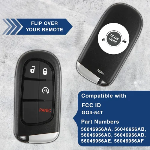 Miniatura 5 de KeylessOption Llavero de repuesto para Dodge Ram 1500 2500 3500 sin llave, 4 botones GQ4-54T