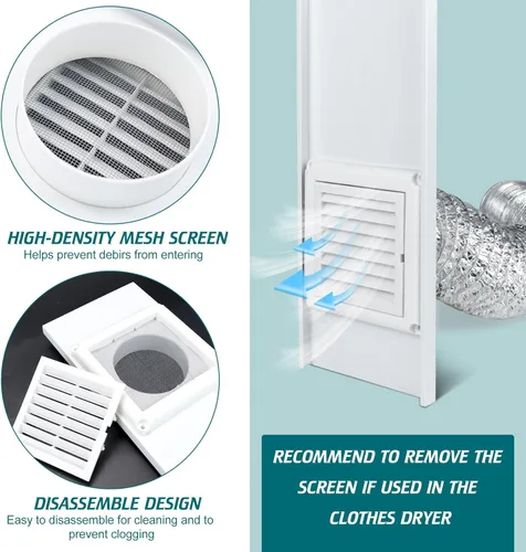 Miniatura 5 de Daisypower Kit de ventana de ventilación para secadora, kit de ventilación de ventana ajustable de 4 pulgadas con cubierta de ventilación
