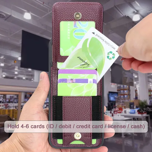 Miniatura 3 de Harryshell Funda compatible con iPhone 13 Pro Max con ranuras para tarjetas [capacidad para hasta 6 tarjetas] Función de soporte, bolsillo