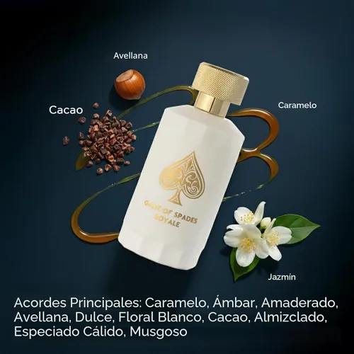 Miniatura 2 de Jo Milano Game of Spades Royale Parfum Spray 3.4 oz (3.4 fl oz) Madera Oud, ámbar, almizcle, floral y aroma a caramelo, fragancia de larga
