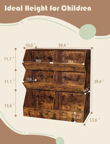 Miniatura 3 de DINZI LVJ Organizador de almacenamiento de juguetes, estantería para niños, armario de almacenamiento de juguetes de madera, estantería para niños