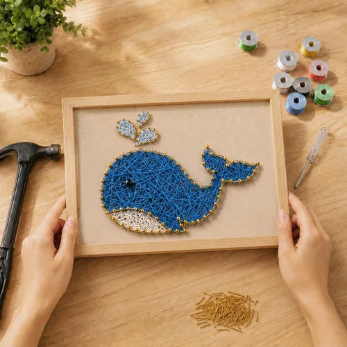 Miniatura 9 de RM Studio - Set de arte con hilos DIY con todos los accesorios y marco para niños, estudiantes, adultos principiantes, decoración hecha a mano, Aloe