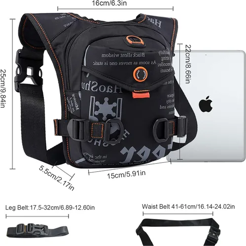 Miniatura 4 de GFun Riñonera de cintura impermeable para mensajero, bolsa táctica militar, muslo, cadera, para exteriores, con agujero para auriculares, viajes