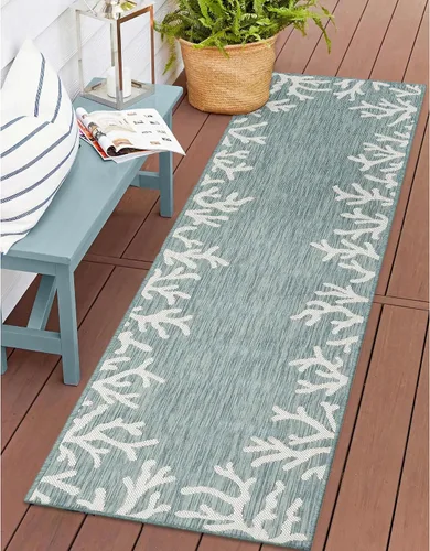 Miniatura 25 de Liora Manne Carmel - Alfombra decorativa de mezcla sintética para interiores y exteriores, de bajo perfil, contemporánea, decoración de peces Agua