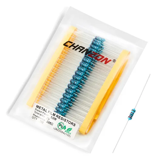 Miniatura 59 de Chanzon - 100 resistencias de película metálica 1/2 W (0.5 W) 10 Ω ohmios ±1% de tolerancia 10R MF, resistencias de agujero pasante con limitación