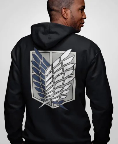 Miniatura 5 de Ripple Junction Attack on Titan Men's Authentic Full Zip-Up Survey Corps Front & Back Hooded Sweatshirt Officially Licensed