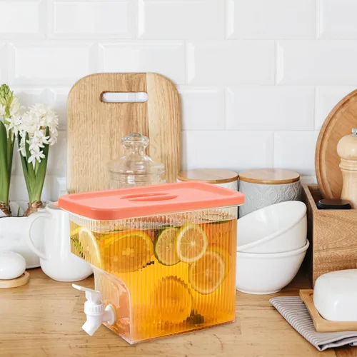 Miniatura 4 de Dispensador de bebidas de plástico de 1 galón con espita para bebidas frías para refrigerador, té helado, limonada, fiesta, bar, uso