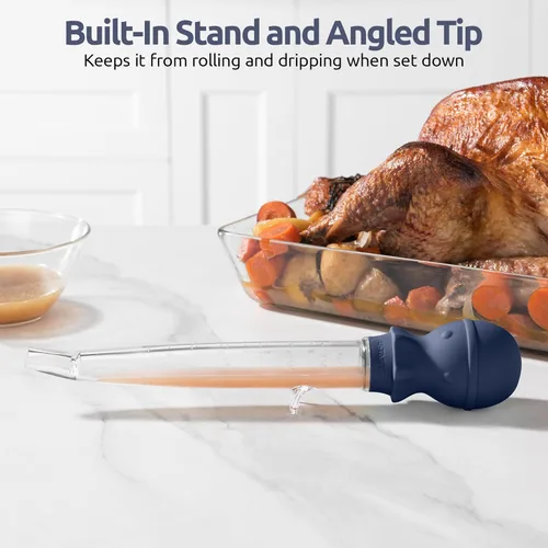 Miniatura 4 de U-Taste Baster de pavo en ángulo de 1.5 onzas – 228.2ºF resistente al calor de grado alimenticio Tritan y silicona de pulpo grande con cepillo