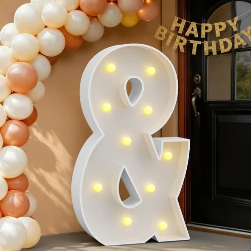 IMPRSV Letras de mosaico iluminadas de marquesina, 4 pies para globos y fiestas, decoración de kit de arco