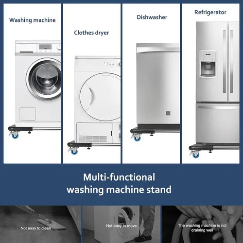 Miniatura 5 de SPACECARE Soporte para Mini Nevera Mueble Carretilla Móvil con 4 Ruedas con Seguro - Base Ajustable Soporte para Refrigerador Lavadora Carrito Móvil