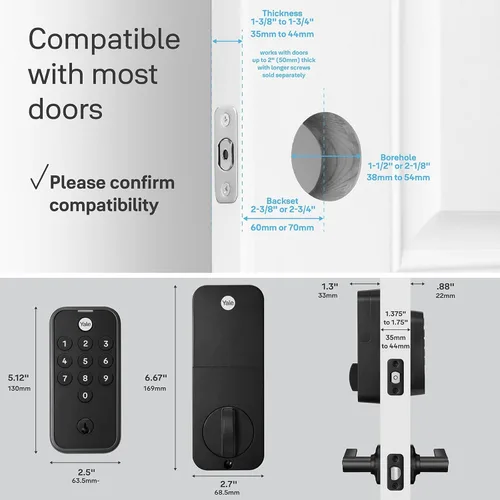 Miniatura 6 de Cerrojo de puerta delantera con teclado en negro de Yale para entrada sin llave, YED210-NR-BSP Ante negro