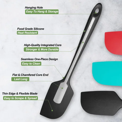 Miniatura 3 de Paquete de 3 espátulas grandes de silicona para cocina, espátulas de goma resistentes al calor de 600 °F para hornear, cocinar, raspar y mezclar