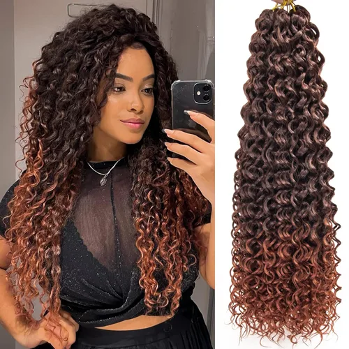 Miniatura 55 de QRHSUKA - Mechones rizados con ganchillo GoGo, cabello ondulado con ganchillo de agua para mujeres, sintético gris, trenzado bohemio, trenza de onda