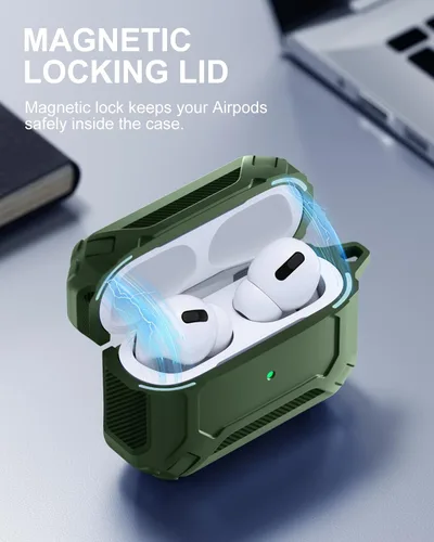 Miniatura 2 de Lerobo Funda para AirPods Pro 2 con Kit de Limpieza, Funda Protectora Rígida Compatible con Apple AirPods Pro de 2ª/1ª Generación con Llavero, Verde