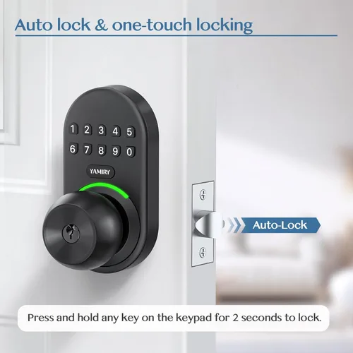 Miniatura 3 de Yamiry - Cerradura inteligente con teclado, cerradura digital de entrada sin llave con asa, perilla electrónica de código para puerta delantera