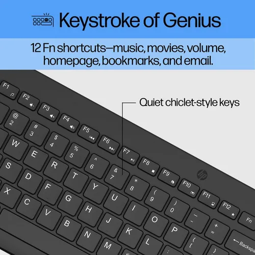 Miniatura 7 de HP Combo de teclado y mouse inalámbricos 330 - Receptor USB inalámbrico de 2.4 Ghz - Teclas Chiclet, 12 atajos de teclado - Mouse multisuperficie
