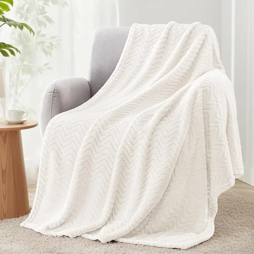 Miniatura 13 de Exclusivo Mezcla - Manta individual para cama, mantas de forro polar ligeras y acogedoras con textura ondulada decorativa, adecuadas para el Verde