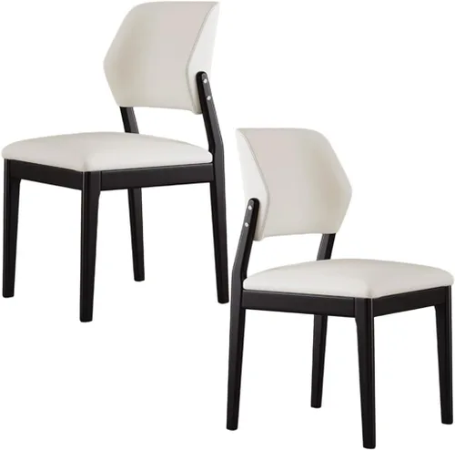 Miniatura 16 de YVYKFZD Wooden Dining Chairs Set, Leather Dining Room Chair, Upholstered Kitchen Chairs with Curved Backrest, Armless Living Room Chair, for Bedroom