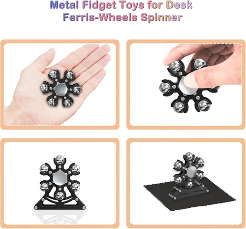Miniatura 4 de Juguetes de escritorio Fidget-Toys para carrusel-Spinner: Spinner cinético de metal 4 minutos, gadgets geniales para niños, adolescentes, adultos