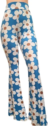 Miniatura 55 de ShopMyTrend - Pantalones de yoga largos con piernas anchas y acampanadas estilo palazzo, con cintura alta, para mujer